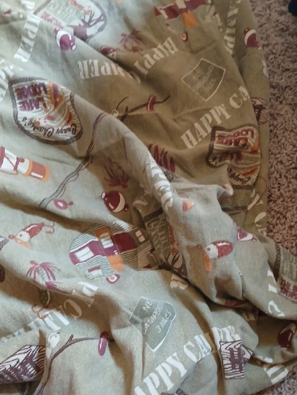 jcpenney Olive Green Happy Camper Camping Print Sheet
